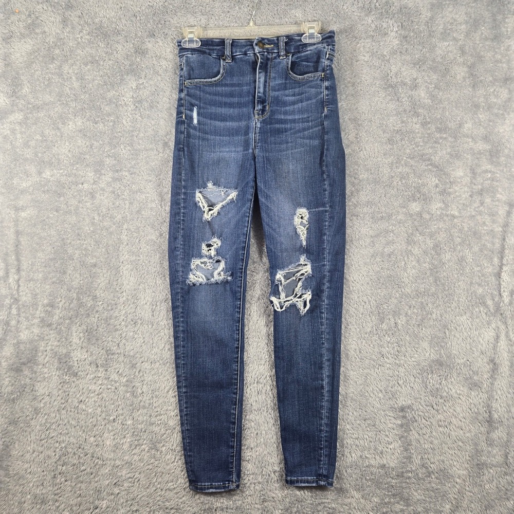 American Eagle Next Level‎ Stretch Skinny Jeans Womens 4 Distressed Medium Wash